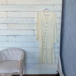 Cream button down dress